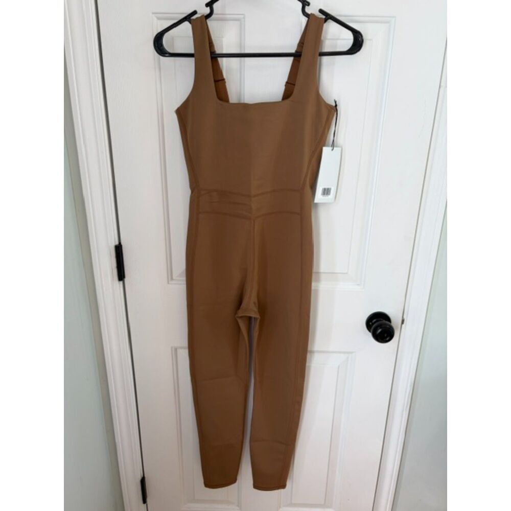 NWT Girlfriend Collective Luxe Paneled Unitard Women's Small Taupe Yoga Jumpsuit